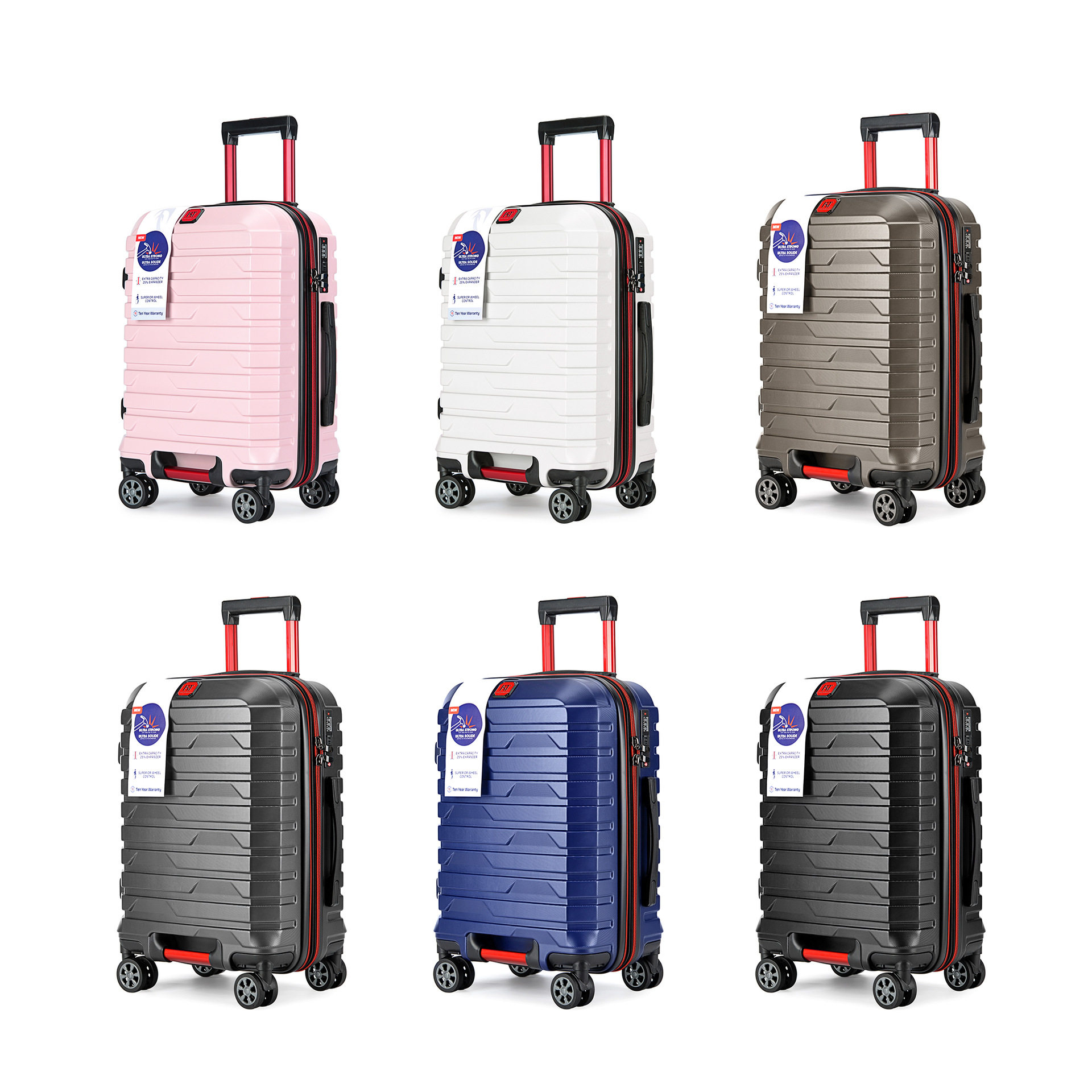 Fabricante spot cremallera a prueba de explosiones nuevo juego de equipaje de tres piezas caja con ruedas de expansión telescópica de 20 pulgadas