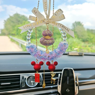 Car hanging Crystal gourd car hanging - amethyst-lily-of-the-valley-purple-embroidered-gourd-ornament-mickey