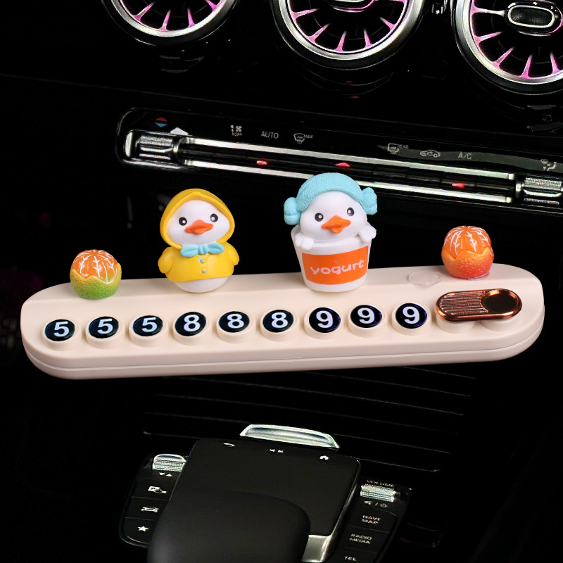 placa de estacionamiento temporal para automóviles de pato de loto, placa de teléfono móvil para mujeres, placa de número de teléfono móvil para automóviles, artículos decorativos ocultos