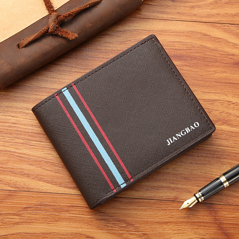 New Wallet Men's Short Fashionable Thin Wallet Multi Card Saffiano Wallet Spot Horizontal Business Soft Wallet