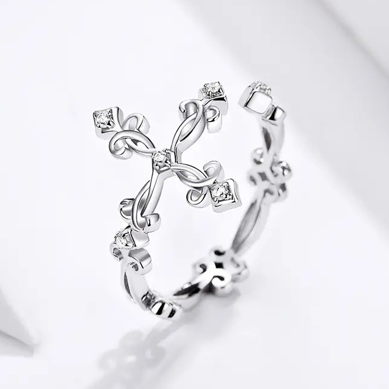 Daily, Street Occasion Wholesale Jewelry Retro Classic Style Cross Copper Open Rings