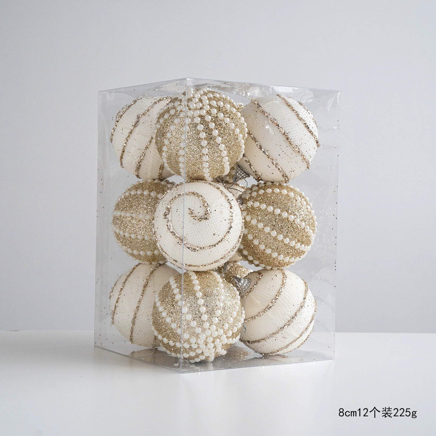 Новогодние украшения — коллекция золотого шампанского, assorted шары, звезды и банты, размеры 6–23 см