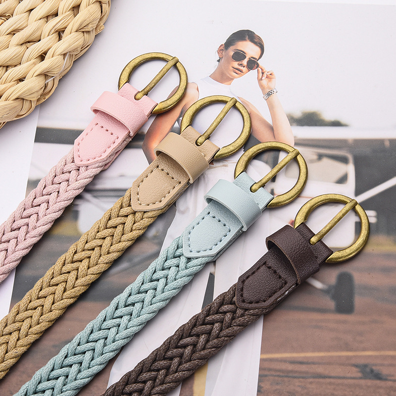 Cuerda Cinturón Tejida Retro de PU Decorativa para Vestidos y Camisas de Mujer