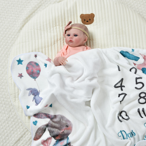 Infant Milestone Plaid Blanket for Photography, Baby Growth Record Photo Prop, Baby Blanket