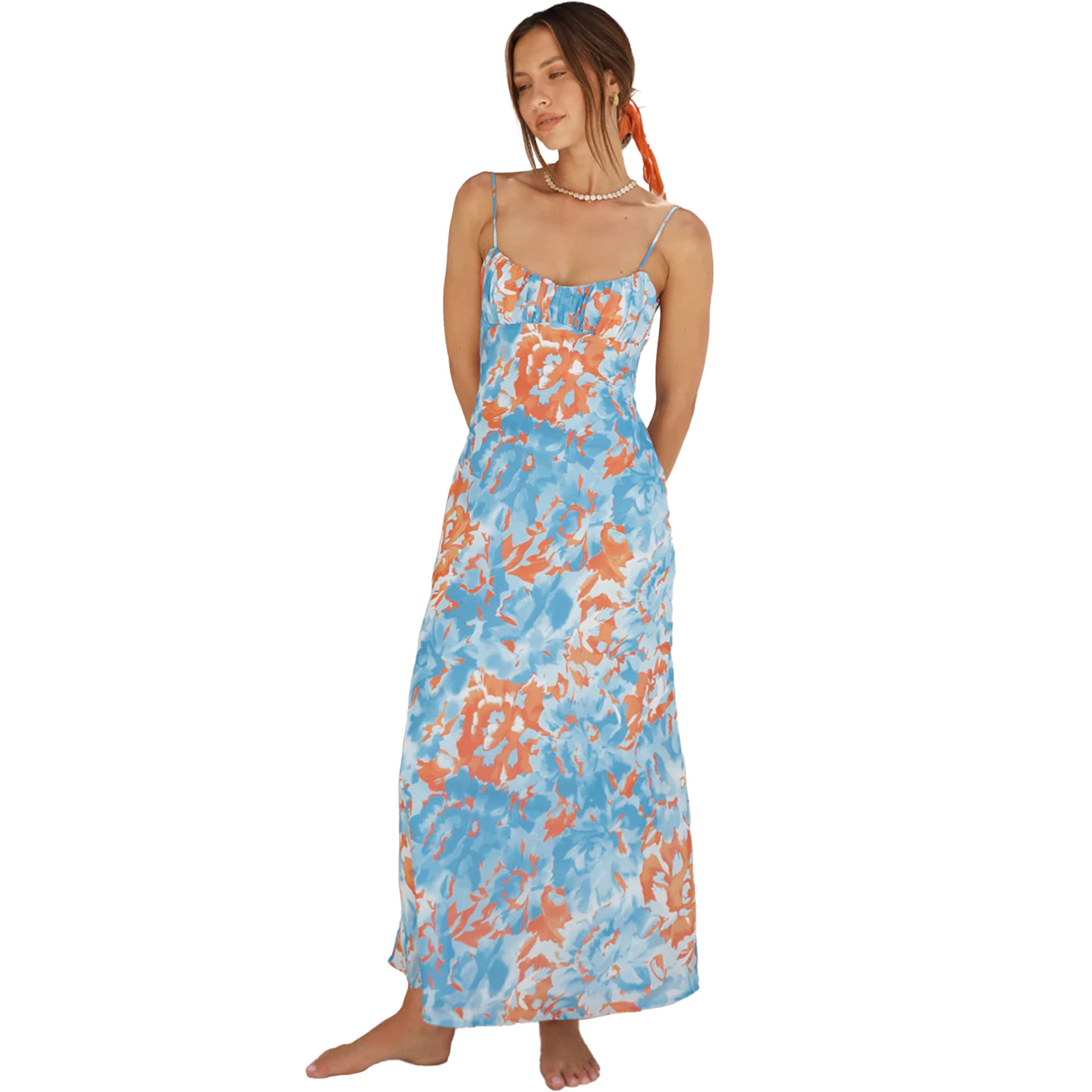 315g Weight Midi Dress Dress Length Type Sleeveless Sleeve Length Strap Dress Dresses Type Spandex, Polyester Fabric Type Mid Waist Waist Line Holiday, Daily Occasion Strap Neckline Slim Fit Type Color Block, Painted Flower Pattern Summer Season Women's Gender Printing, Zipper Design Vacation Style Wholesale Women's Vacation Printing Zipper Color Block Painted Flower Holiday Daily Strap Sleeveless Strap Dress 20
