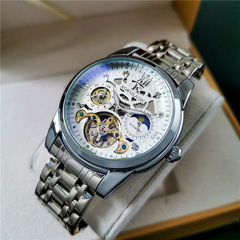 鏤空大飛輪全自動機械錶男表防水夜光月相多功能手錶男士一件代發