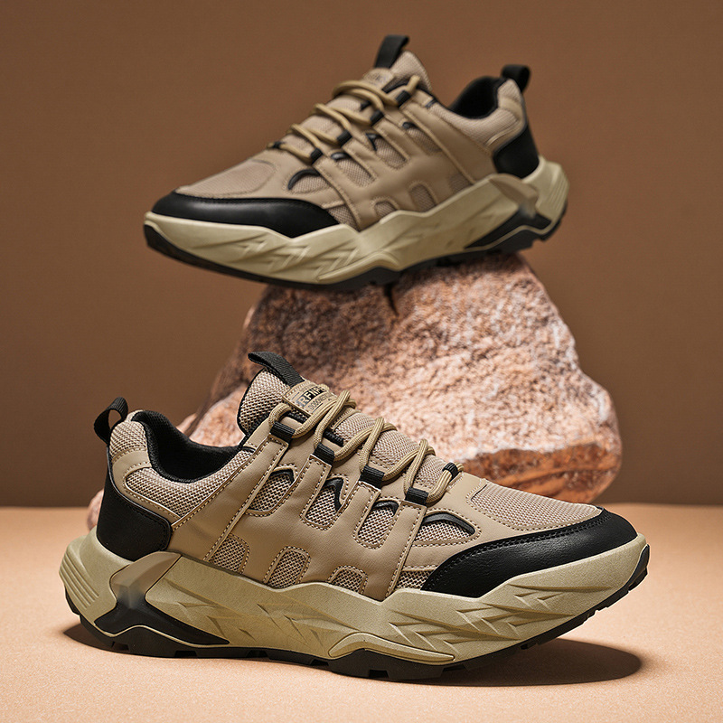 2024 otoño nuevo retro al aire libre versátil zapatos deportivos casuales zapatos de malla para hombres aumentan la altura de los zapatos de papá