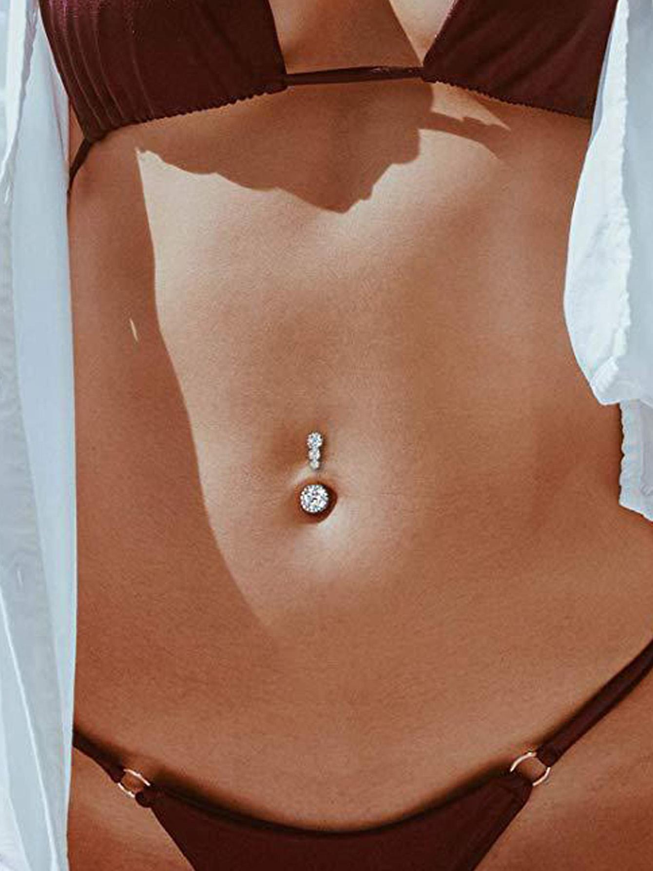 Piercing de nombril élégant en acier inoxydable avec diamant_voghion.com