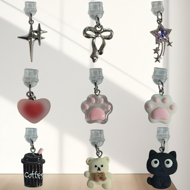 Typec Cute Mobile Phone Pendant Dust Plug Plug Charm Charging Port Dust Cap Suitable for Apple and Huawei Typec Cute Mobile Phone Pendant Dust Plug Plug Charm Charging Port Dust Cap Suitable for Apple and Huawei