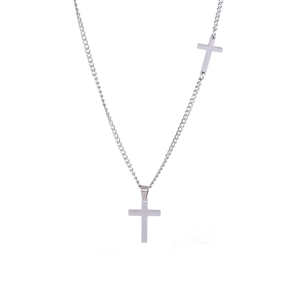 Titanium Steel Hip-Hop Cross Polishing Pendant Necklace display picture 6