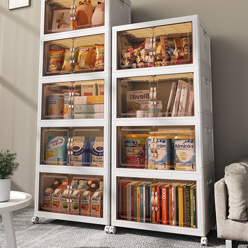 Source Factory | Large-capacity transparent folding storage cabinet storage cabinet household children's installation-free folding storage box