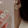 Mosquito coil, ear clips, advanced retro earrings, zirconium, no pierced ears, high-quality style