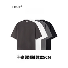 厚手の310gクールソロナハーフタートルネックシルエットTシャツ半袖ルーズオフショルダーミニマリスト万能オーバーサイズ