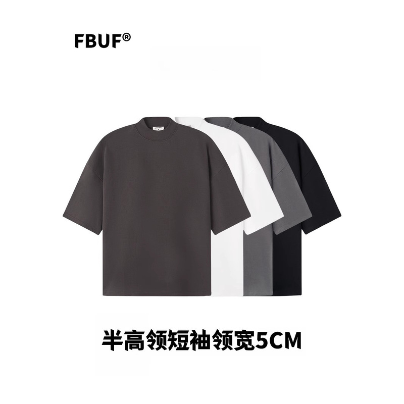 Heavy Weight 310g Cool Solona Half Turtleneck Silhouette T-Shirt Short-Sleeved Loose Off-Shoulder Normcore Versatile Oversize