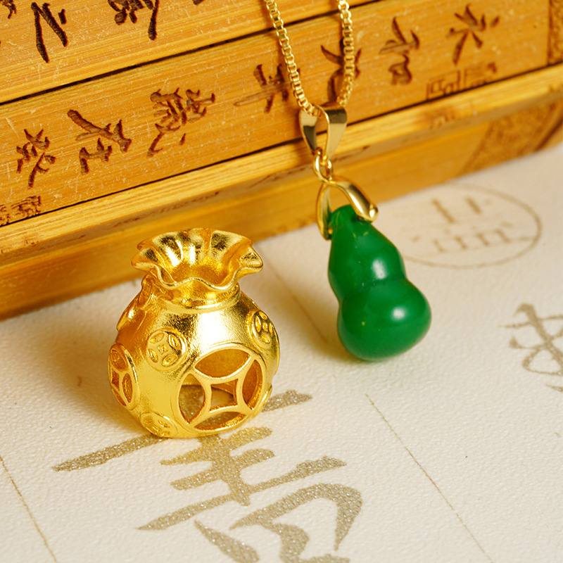 Vietnam oro de oro imitación de medula de jade bolsas de fortuna colgante estilo nacional personalidad en línea popular estilo multifacé joyería Yiwu joyería fuente al por mayor