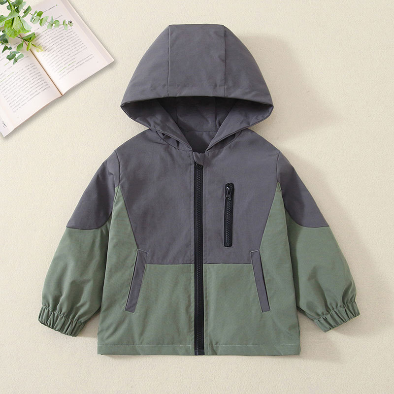 Children's Spring and Autumn Windbreaker 2025 New Style for Older Boys, Color-Blocked Hooded Jacket, Long-Sleeve Boys' Coat Children's Spring and Autumn Windbreaker 2025 New Style for Older Boys, Color-Blocked Hooded Jacket, Long-Sleeve Boys' Coat