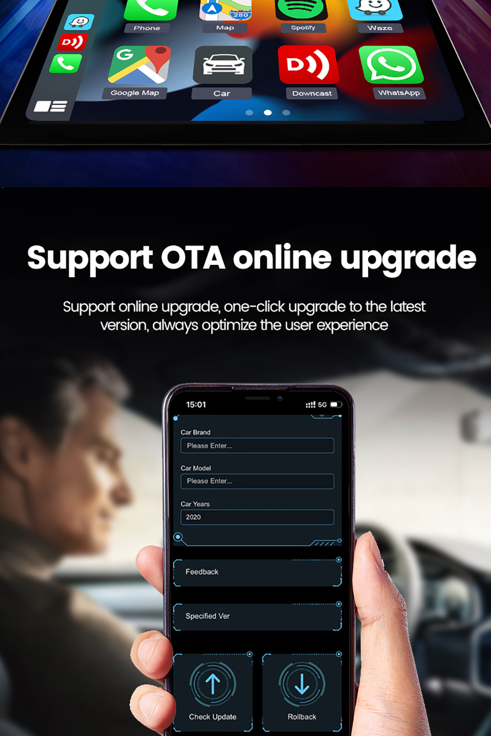 Original car wired to wireless carplay adapter intelligent navigation car interconnection box android 2 in 1