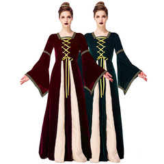 Vintage European Medieval Noble Court Long Dress, Halloween Costume, Adult Stage Performance Costume