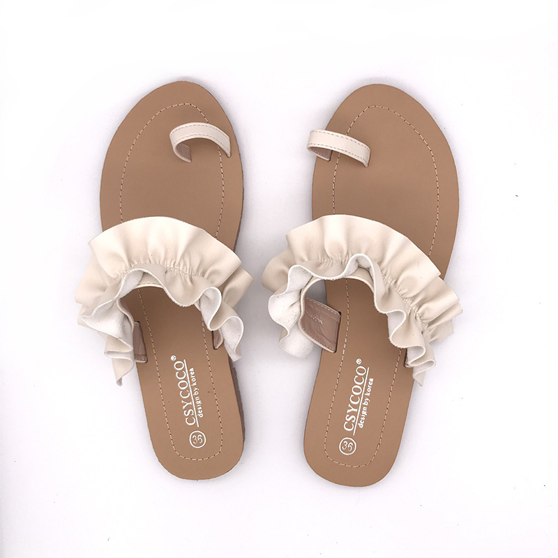 ruffled soft-soled comfortable flat beach shoes NSHU40607