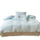 Class A maternal and infant grade cotton double-layer wrinkled yarn four-piece set sea salt milk blue double-layer yarn bed sheet quilt cover cotton wrinkled yarn 4