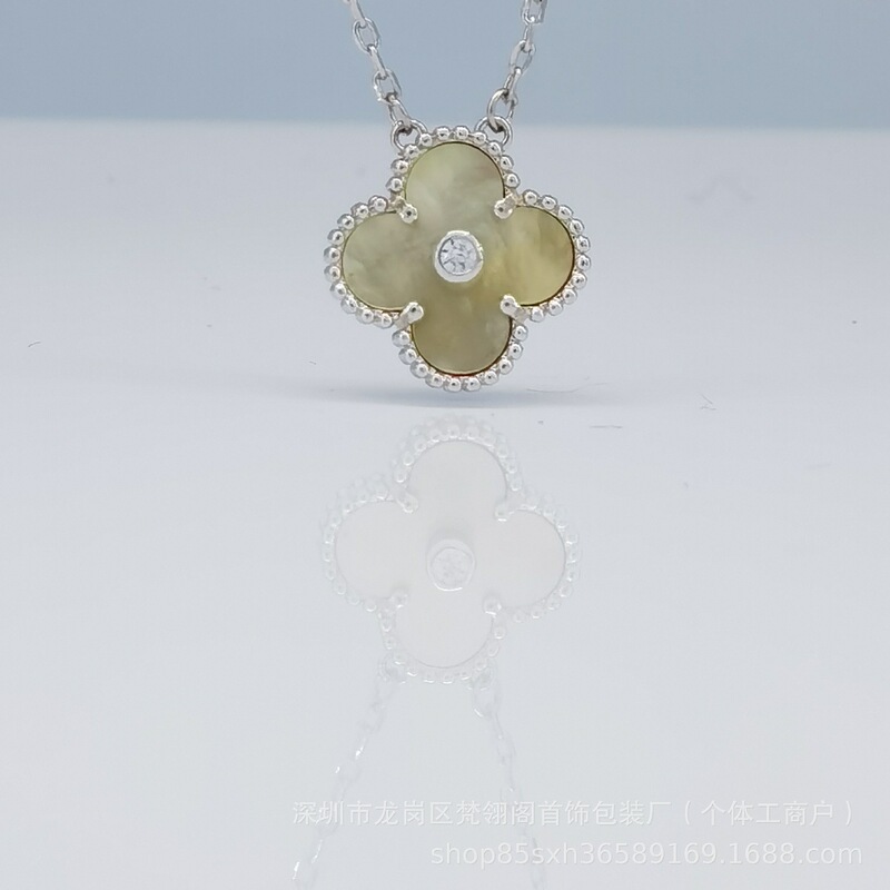 925 シルバー ハイバージョン V ゴールド四つ葉のクローバー ネックレス レディース レッド アゲート ホワイト シェル レーザー CNC ファイブ フラワー 18K ローズ ゴールド|undefined