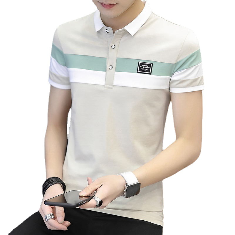 Venta al por mayor de los hombres de verano Camiseta de manga corta de estilo coreano SLIM-Fit solapa Polo camisa de moda juvenil camisa de fondo top de los hombres