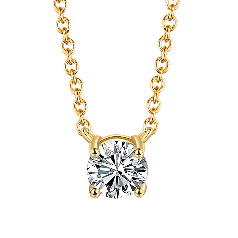 New Four-claw Round Zircon Necklace Women's Light Luxury Elegant Super Flash Niche Light Luxury Design Sense Necklace Women's All-match