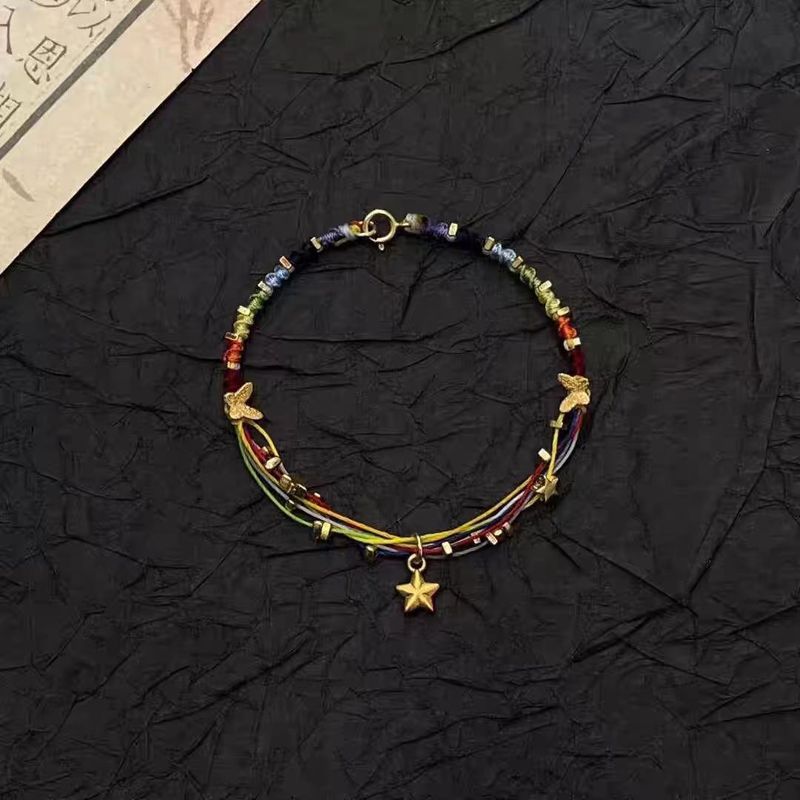 「Rainbow Gypsophila」新しい中国風レインボースターロープブレスレットドーパミンマルチカラーブレスレットファッションハンドアクセサリー|undefined