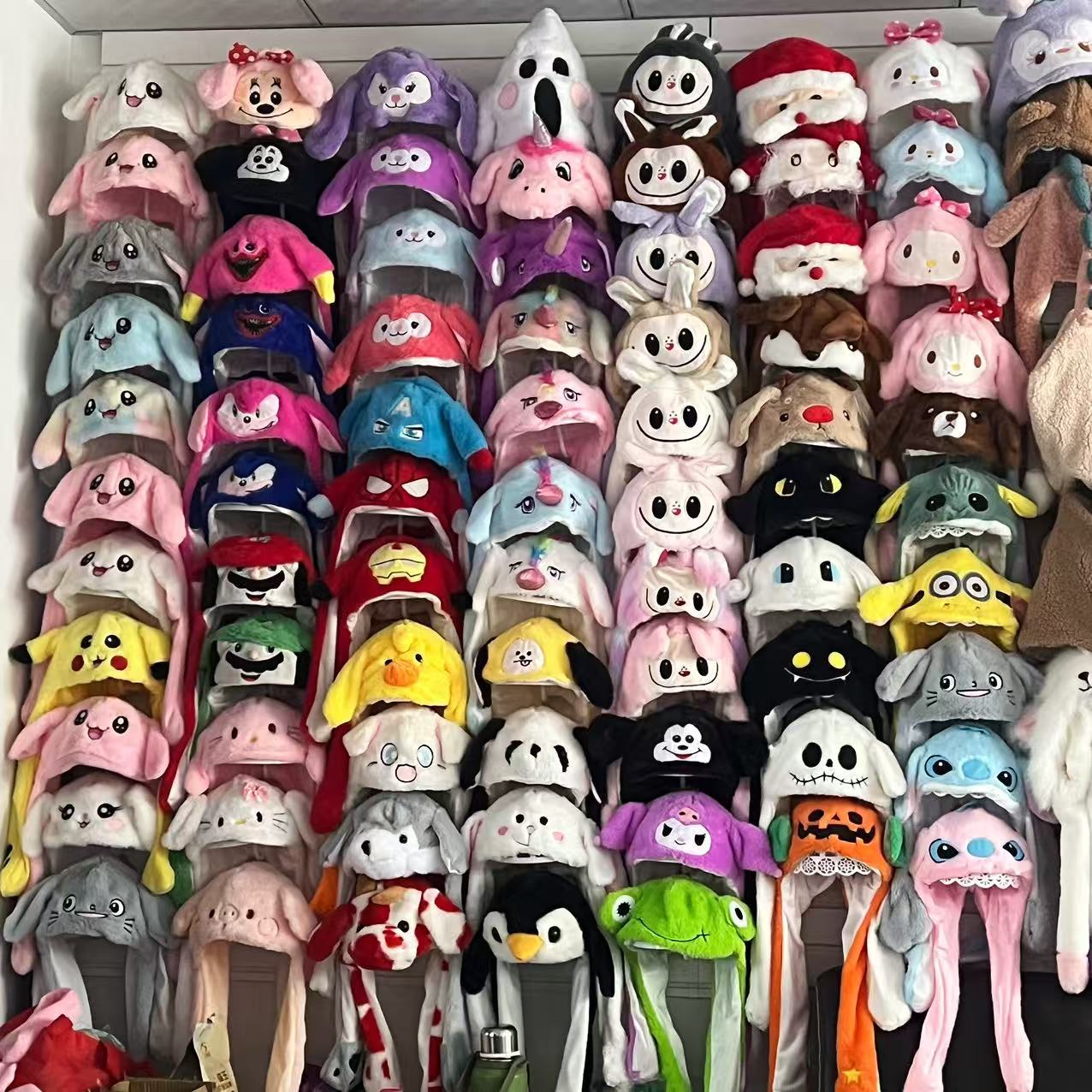 跨境抖音帽子兔耳朵会动可爱兔子帽网红一捏耳朵会动气囊帽子批发