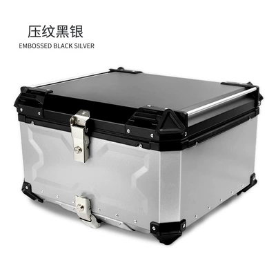 Aluminum Alloy Rear Storage – Motorcycle trunk - motorcycle-embossed-tail-box-silver-100l