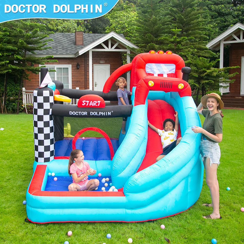 Doctor Delfín | Castillo inflable para niños, trampolín pequeño para uso doméstico, trampolín tipo pista, tobogán inflable pequeño para uso doméstico