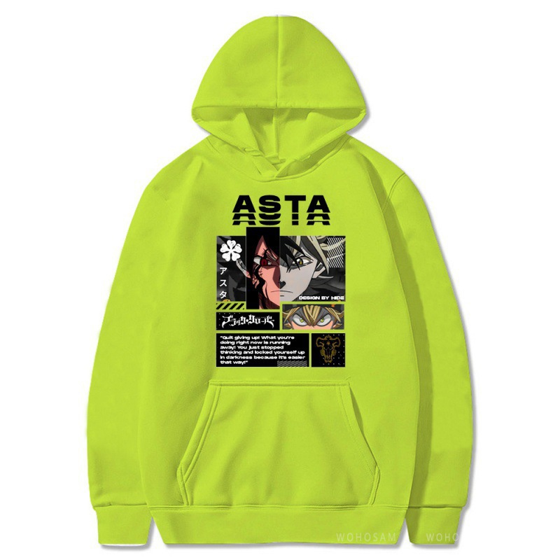 Black Clover negro de cinco hojas Asta más suéter de terciopelo deportivo sudadera con capucha anime hoodie