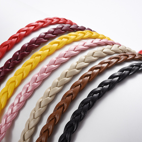 Korean Style Fashion Women's Tied Decoration Weaving Candy Color Small Leather Belt Simple Personality Clasp Belt
