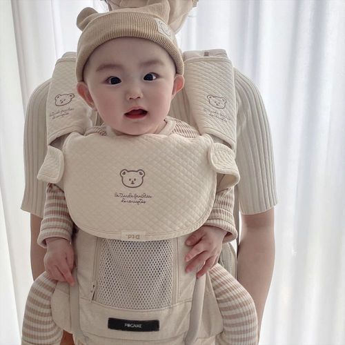 ins Korean universal sucking belt chest biting towel shoulder waist stool accessories plaid cotton baby carrier saliva towel