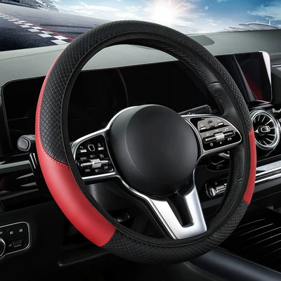 Steering wheel cover: Carbon Fiber Cross-Border Popular Handlebar - black-red-02-36cm