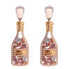 55258 European and American retro champagne bottle full diamond pearl earrings Personal women's jewelry Earrings