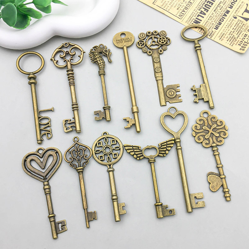 1 new retro style series ancient green alloy simulation key pendant pendant diy handmade accessories