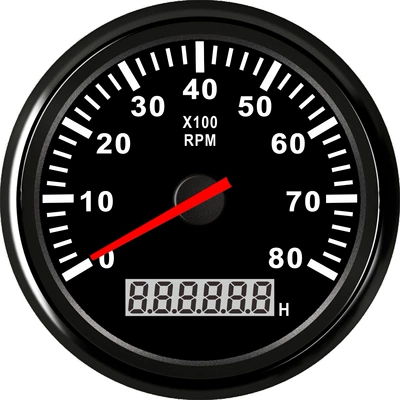 automobile instrument Car, Truck, Ship, Yacht - black-frame-black-bottom-0-8000rpm