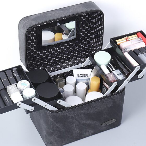 Cosmetic Bag Large Capacity Internet Trendy Storage Box Portable ins Style Super Fire Box Multifunctional Multi-layer Portable Women's Simple