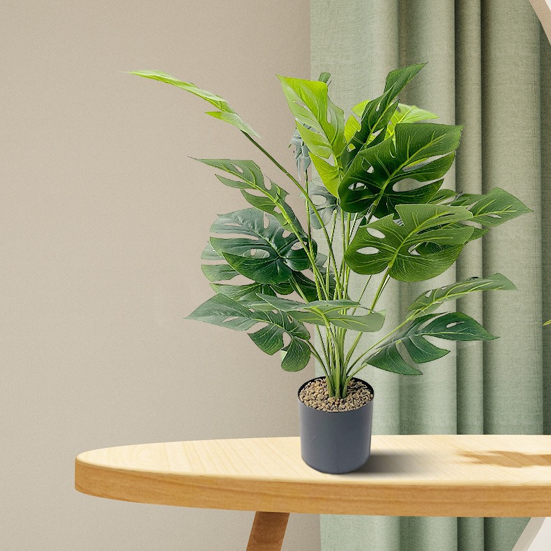 Monstera de simulación nórdica, plantas verdes en macetas, decoración de interiores y exteriores para el hogar, adornos de simulación de monstera artificial, bonsai
