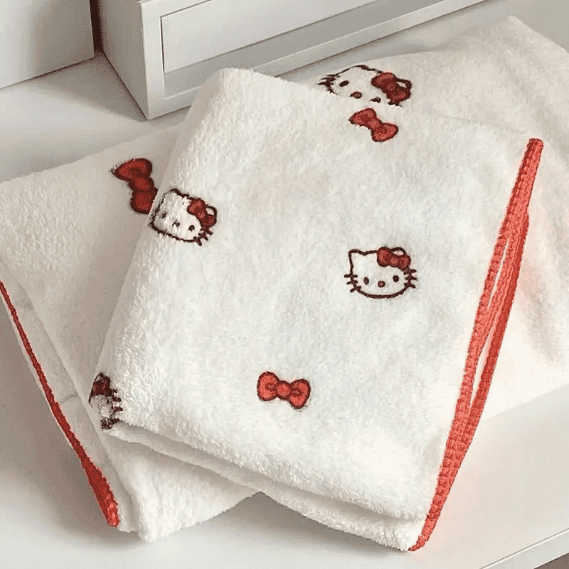 hellokitty浴巾女生珊瑚绒柔软吸水洗脸巾可爱kt猫学生毛巾干发帽|undefined
