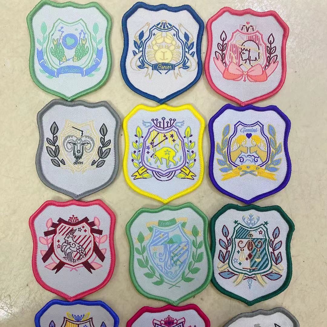 电脑绣花不规则形12星座徽章布贴衣服配饰贴不顶贴服装辅料刺绣贴