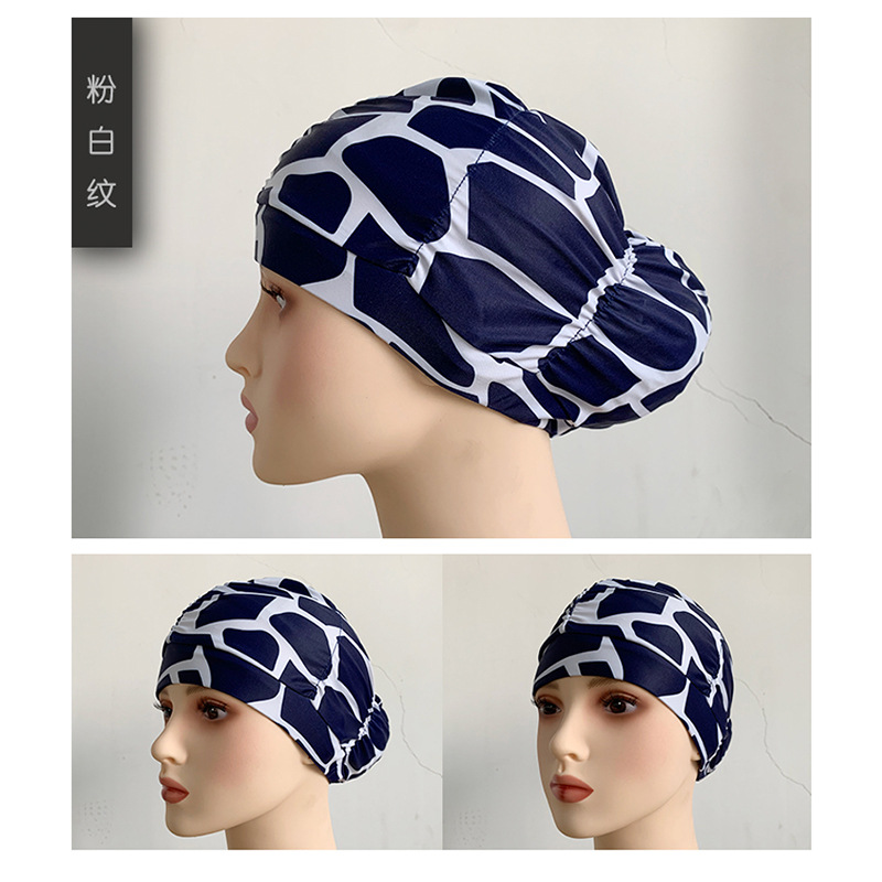 Fábrica al por mayor plisado paño gorro de natación extra grande circunferencia de la cabeza no apretado Pelo Largo oído protección natación caliente primavera unisex gorro de natación