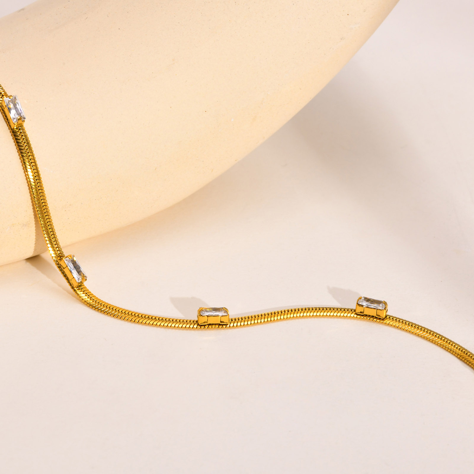 Simple Style Geometric Stainless Steel Bracelets Inlay Zircon Stainless Steel Rings