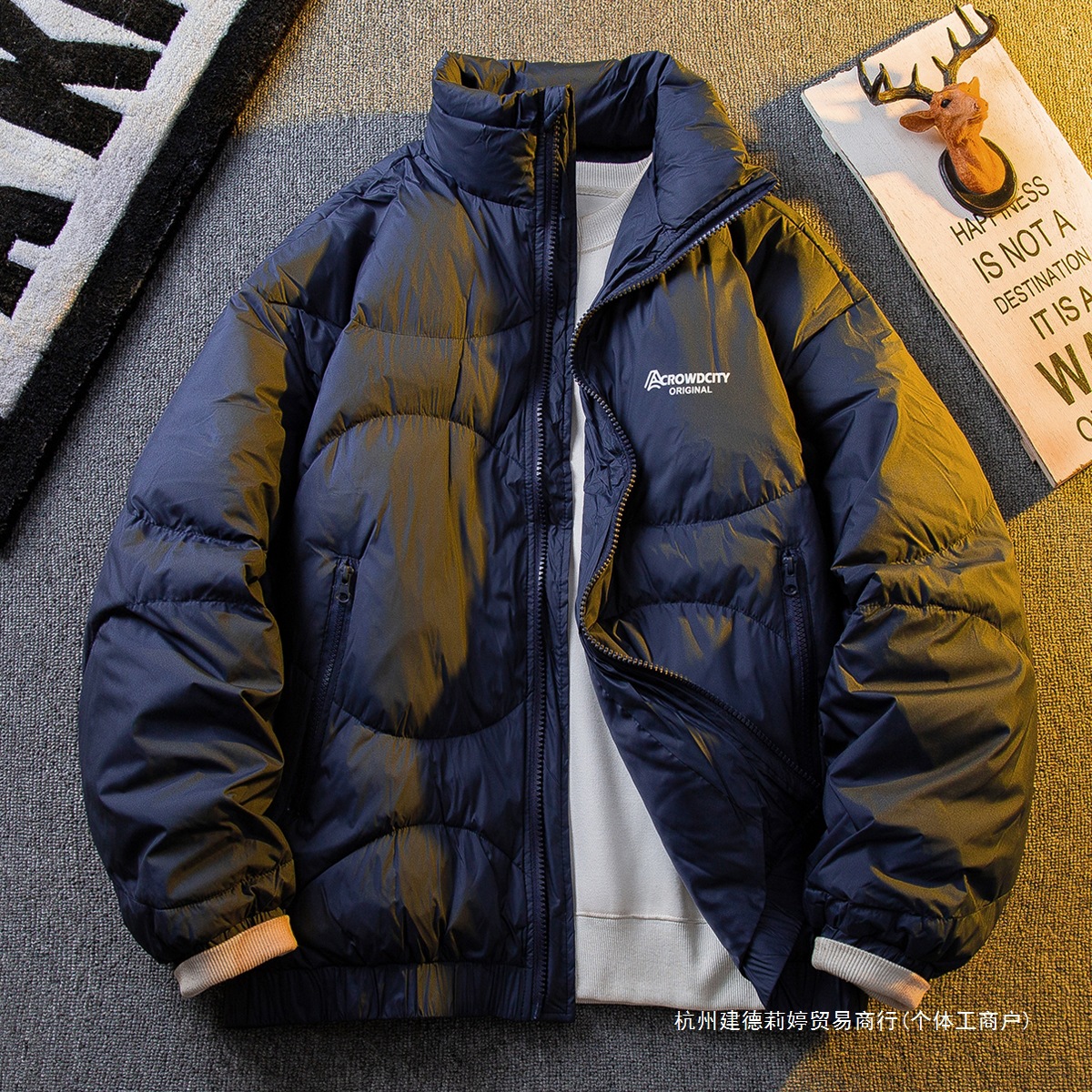 Japanese retro base light and thin demi-season windproof down jacket
