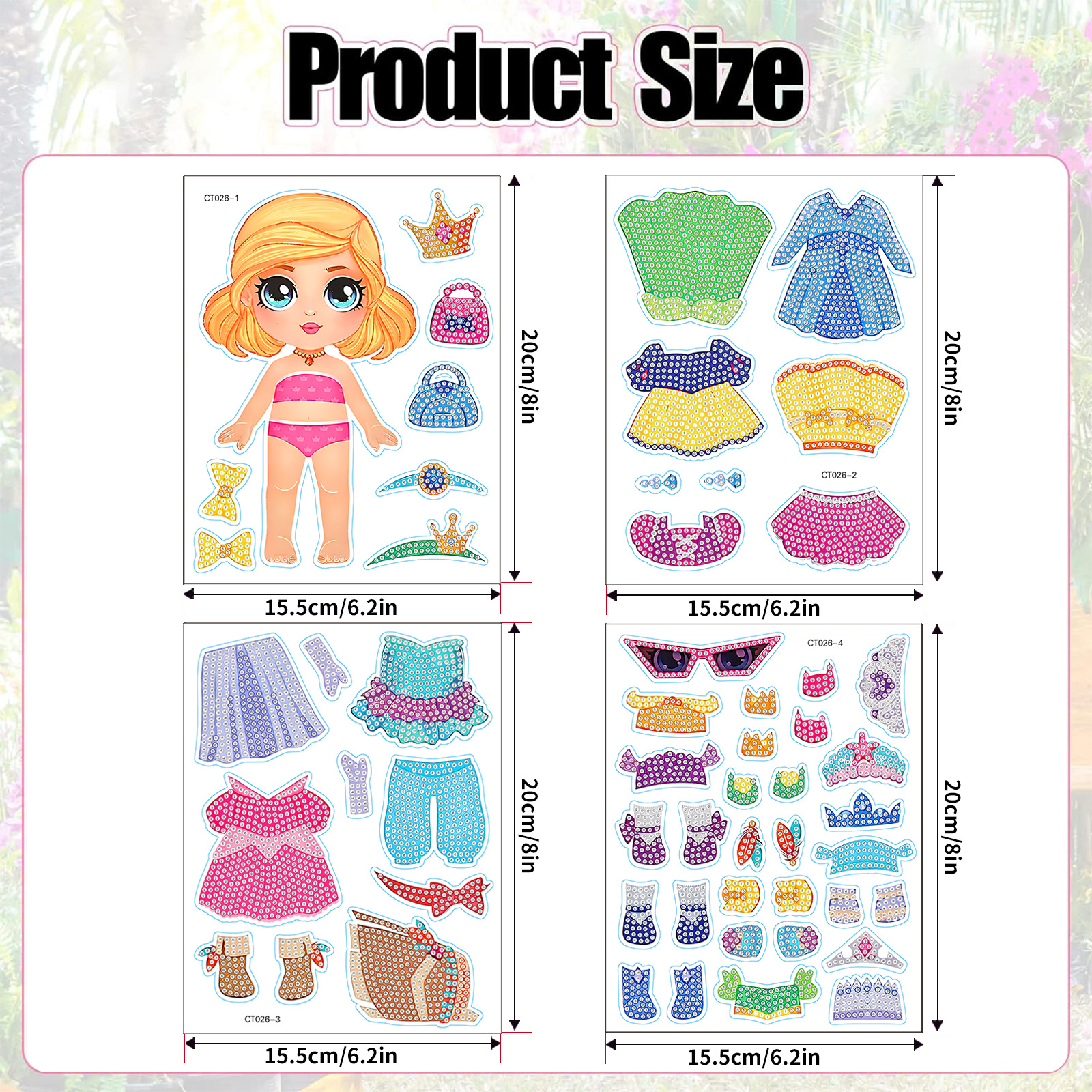 Muñeca encantadora trajes de dibujo de diamante de absorción pegatinas de refrigerador para niños DIY creativo mampostería pegatinas juguetes al por mayor