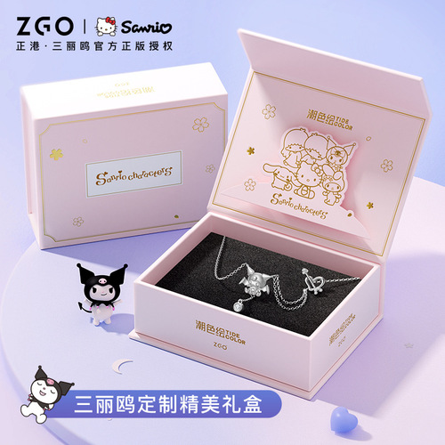 ZGO Zhenggang Sanrio Kurome 925 Silver Necklace Women's Light Luxury Niche Sweater Chain Cool Girls Birthday Gift