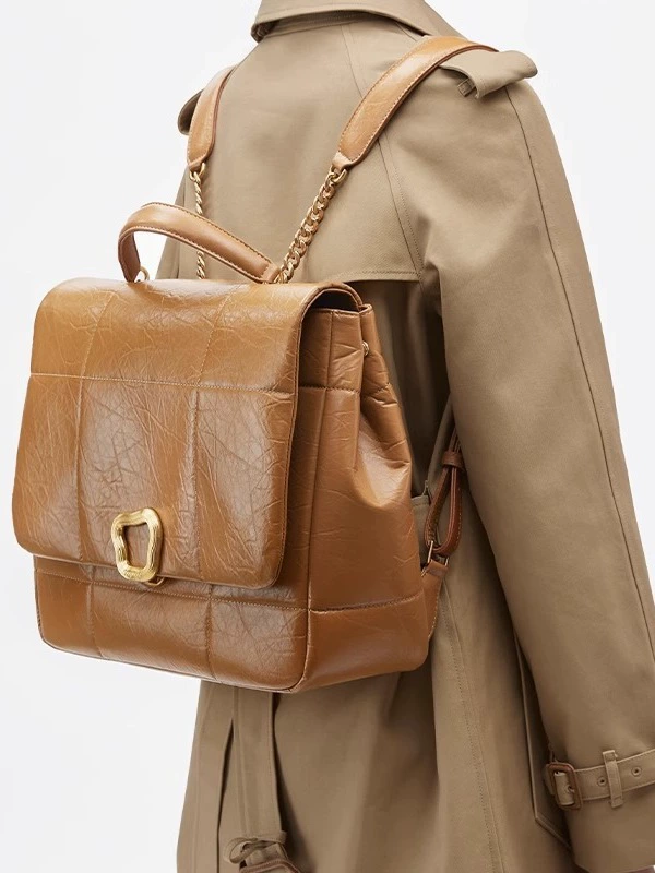 Acrylic laptop, backpack, leather bag, 16 inch, cowhide