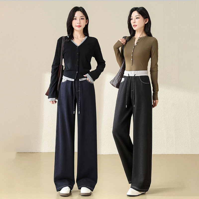 Women's Jeans Spring and Autumn 2025 New Straight Wide-Leg Slimming High-Waisted Loose Casual Pants