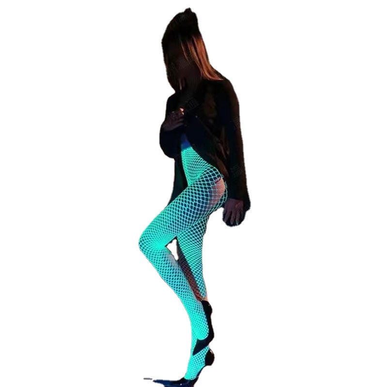 Nuevo mono luminoso nuevo material fresco luminoso reflexivo sexy pantimedias hueco sexy coqueteo bottoming Calcetines